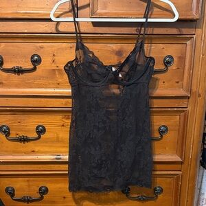 Victoria's Secret Black Lace Chemise